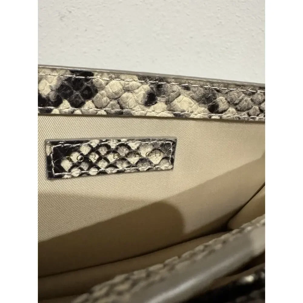 Tory Burch Python Snakeskin Print Leather flap crossbody or hand bag